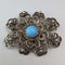 Vintage Blue Stone & Filigree Silver Brooch