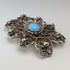 Vintage Blue Stone & Filigree Silver Brooch