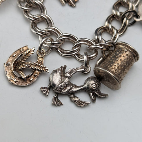 1976 英國復古純銀吊飾手鍊 46 克