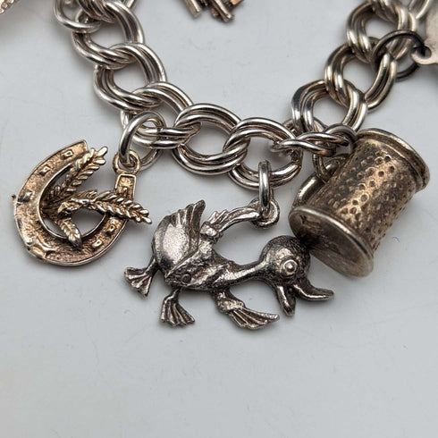 1976 British Vintage Sterling Silver Charm Bracelet 46g