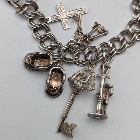 1976 英國復古純銀吊飾手鍊 46 克