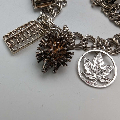 1971 British Vintage Sterling Silver Charm Bracelet 39g