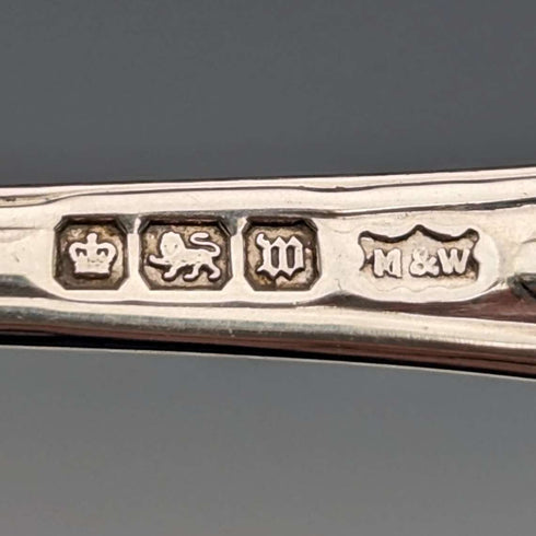Circa 1914 British Antique Sterling Silver Teaspoon Pair Mappin & Webb