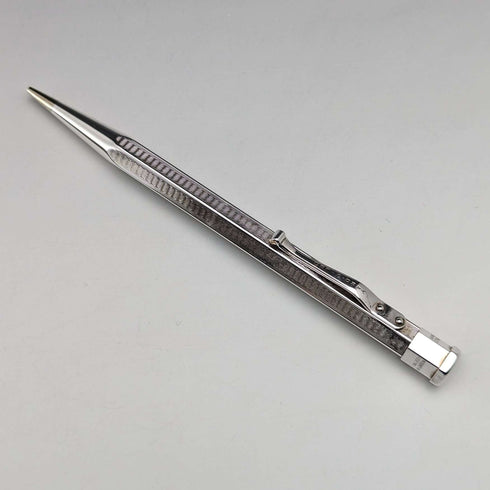 British Vintage Yard O' Red Rolled Silver Hexagon Propelled Pencil in Case