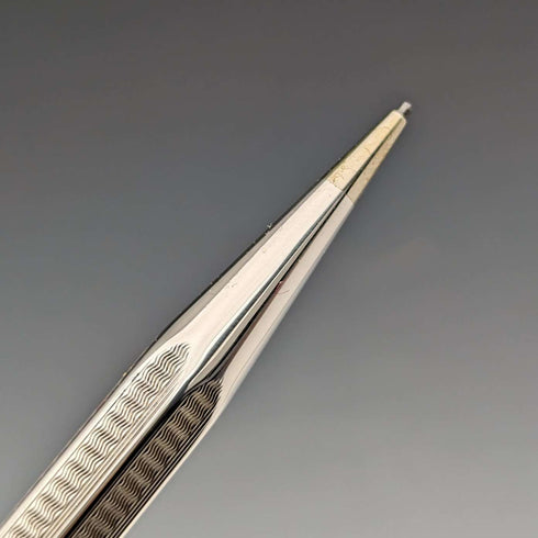 British Vintage Yard O' Red Rolled Silver Hexagon Propelled Pencil in Case