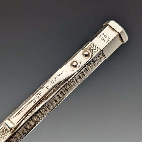 British Vintage Yard O' Red Rolled Silver Hexagon Propelled Pencil in Case