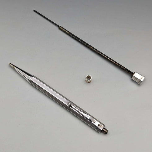 British Vintage Yard O' Red Rolled Silver Hexagon Propelled Pencil in Case