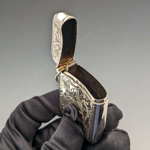 1912 British Antique Sterling Silver Vesta Case Match Case William Henry Sparrow