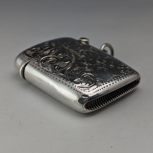 1912 British Antique Sterling Silver Vesta Case Match Case William Henry Sparrow