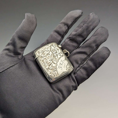 1912 British Antique Sterling Silver Vesta Case Match Case William Henry Sparrow