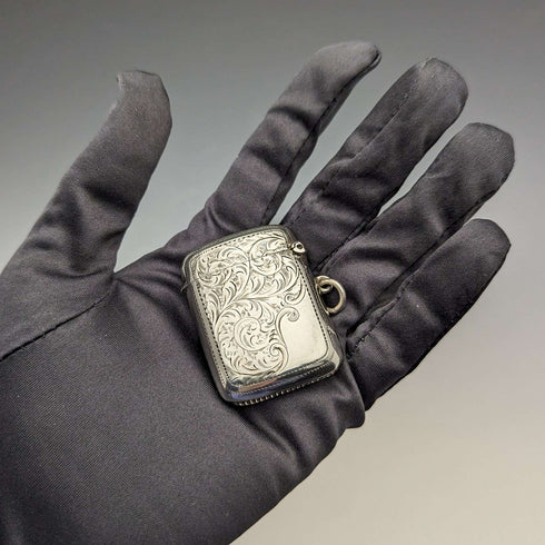 1904 British Antique Sterling Silver Vesta Case Match Case Joseph Gloster