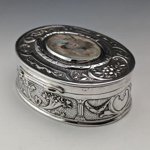Circa 1900 German Antique 800 Silver Enamel Decoration Box 85g