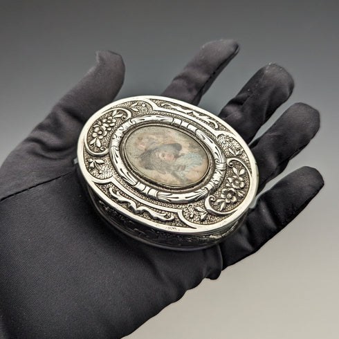 Circa 1900 German Antique 800 Silver Enamel Decoration Box 85g