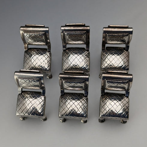 ヴィンテージ シルバープレート製 椅子型 メニューホルダー 6個セット