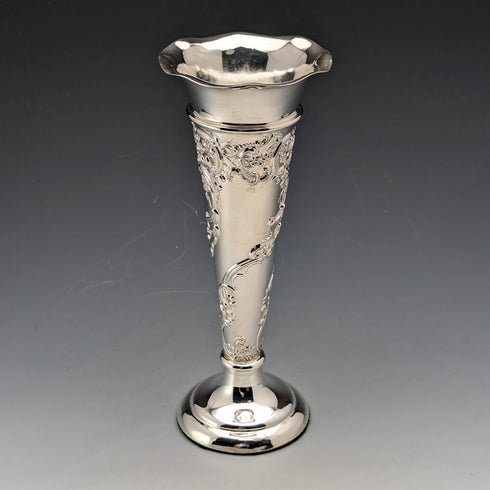 1900 British Antique Sterling Silver Vase Single Flower Vase 146g Comyns of London