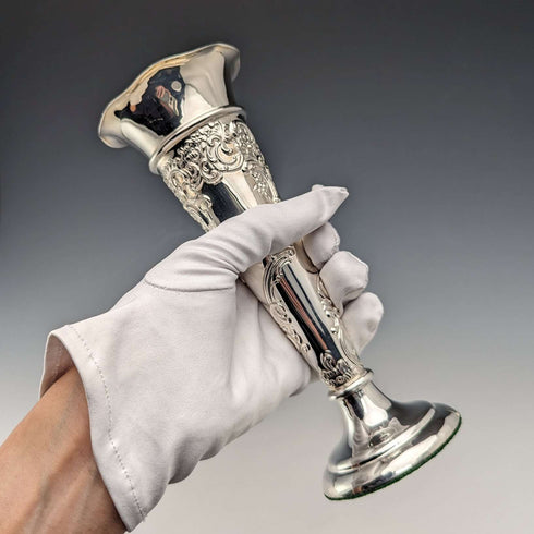 1900 British Antique Sterling Silver Vase Single Flower Vase 146g Comyns of London