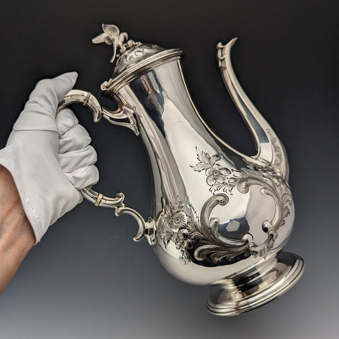 1880年頃 英国アンティーク シルバープレート製 コーヒーポット Martin & Hall