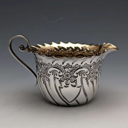 1891 British Antique Sterling Silver Sugar Bowl & Cream Jug 88g James Dixon & Sons