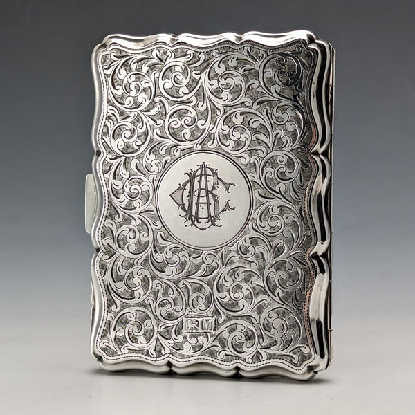 1895 British Antique Sterling Silver Double Door Card Case 91g William Neale