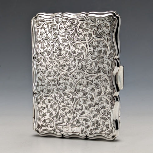 1895年 英国アンティーク 純銀製 両開き型カードケース 91g William Neale