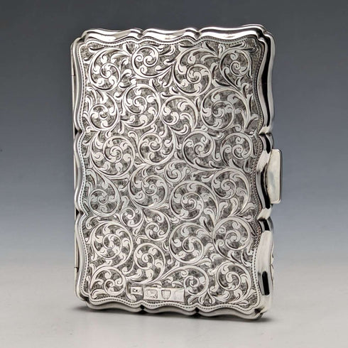 1895 British Antique Sterling Silver Double Door Card Case 91g William Neale