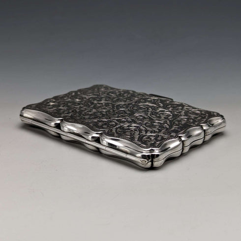 1895 British Antique Sterling Silver Double Door Card Case 91g William Neale