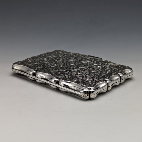 1895年 英国アンティーク 純銀製 両開き型カードケース 91g William Neale