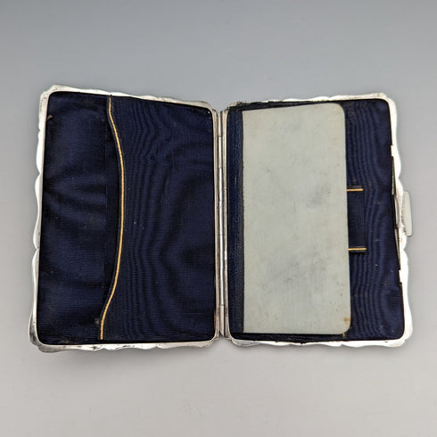1895 British Antique Sterling Silver Double Door Card Case 91g William Neale