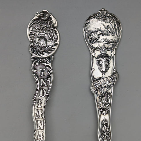 Around 1900 US Antique Sterling Silver Souvenir Spoon x4 Dessert Spoon Size