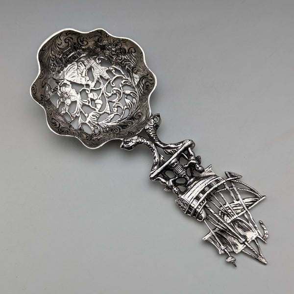 1911年 英国アンティーク 純銀製 大型ティーキャディースプーン Berthold Hermann Muller