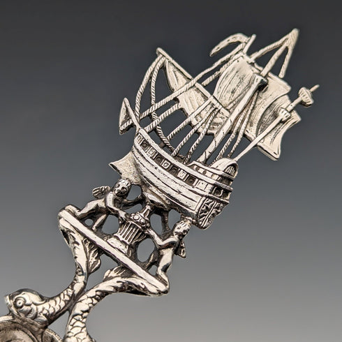 1911年 英国アンティーク 純銀製 大型ティーキャディースプーン Berthold Hermann Muller