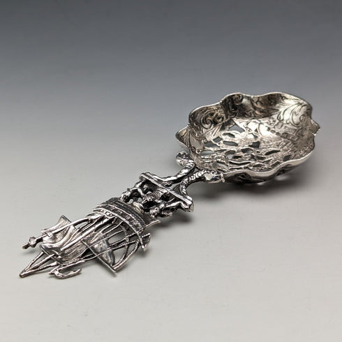 1911年 英国アンティーク 純銀製 大型ティーキャディースプーン Berthold Hermann Muller