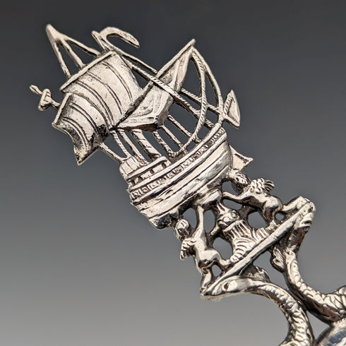 1911年 英国アンティーク 純銀製 大型ティーキャディースプーン Berthold Hermann Muller