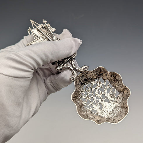 1911年 英国アンティーク 純銀製 大型ティーキャディースプーン Berthold Hermann Muller