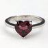 British Vintage Jewelry Heart-shaped Ruby Color Glass Sterling Silver Ring (No. 11) Ring