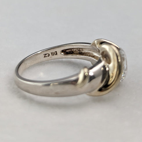 英国ヴィンテージジュエリー キュービックジルコニア 純銀リング(11号)指輪