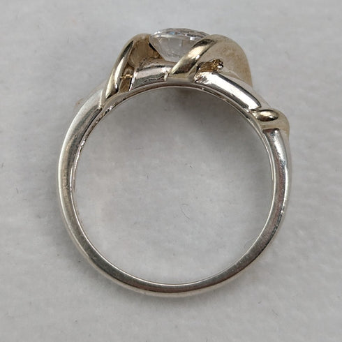 英国ヴィンテージジュエリー キュービックジルコニア 純銀リング(11号)指輪