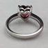 British Vintage Jewelry Heart-shaped Ruby Color Glass Sterling Silver Ring (No. 9) Ring