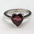 British Vintage Jewelry Heart-shaped Ruby Color Glass Sterling Silver Ring (No. 9) Ring