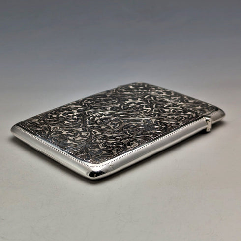 1910 年英國古董純銀卡盒捲軸圖案 90 克