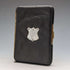 1910 British Antique Sterling Silver Decorated Black Leather Wallet M Chapman