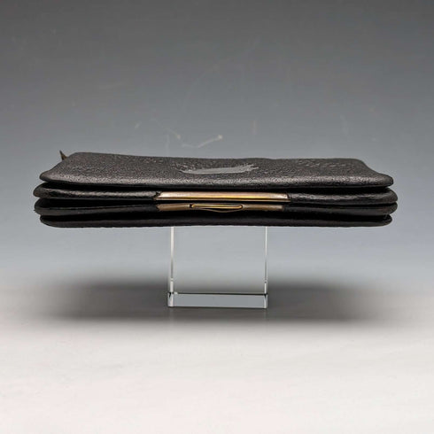 1910 British Antique Sterling Silver Decorated Black Leather Wallet M Chapman