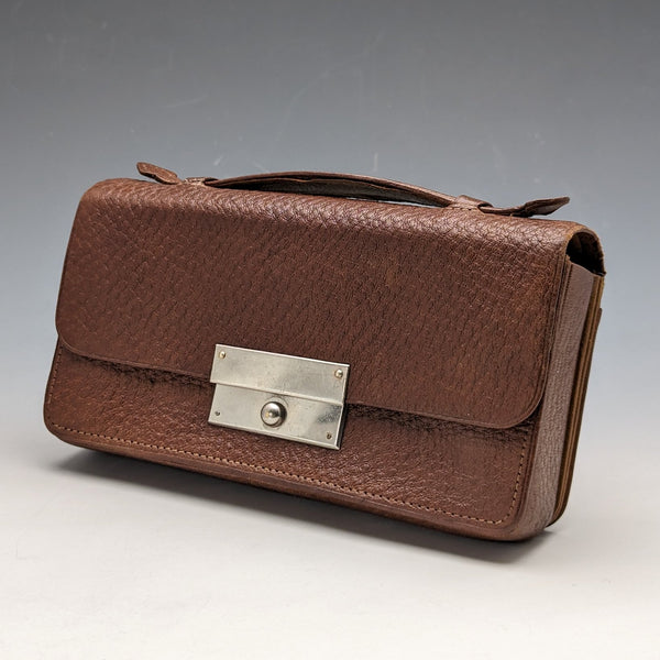 British vintage brown leather sewing bag