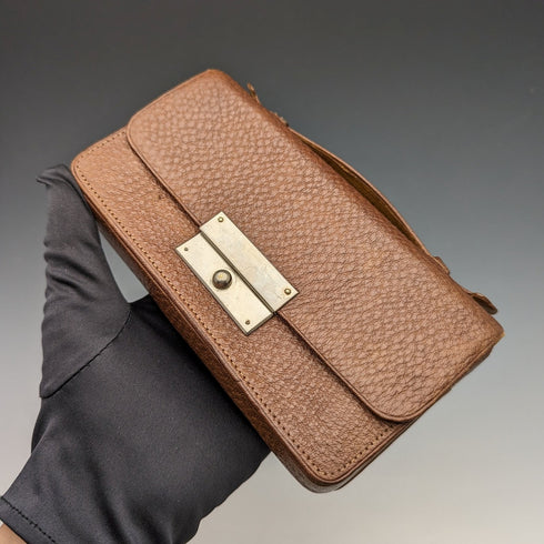 英國復古棕色皮革縫紉包