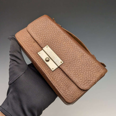 British vintage brown leather sewing bag
