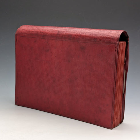 英國復古紅色皮革文件袋附鑰匙(備忘錄和信袋)