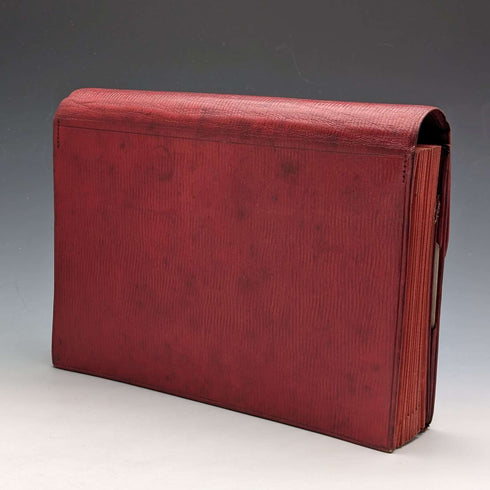 British Vintage Red Leather Document Case with Key (Memo & Letter Bag)