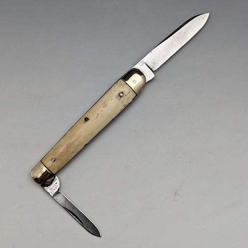 British Antique Bone Handle Pen Knife Steel Blade x2 J Lewis & Sons