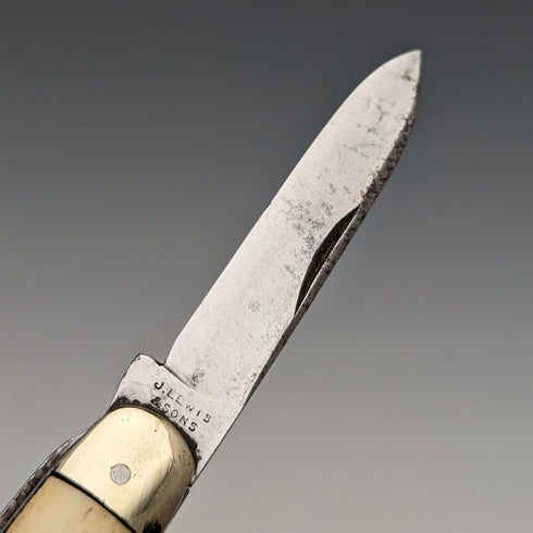 英国アンティーク ボーンハンドル ペンナイフ スチールブレードx2 J Lewis & Sons