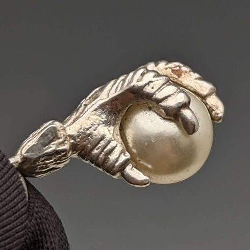 Circa 1910 British Antique Sterling Silver Albert Chain 44g Claw & Bowl Fob